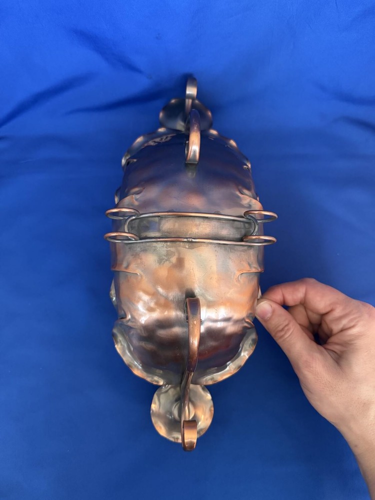 Gregorian Copper Console Bowl With Candle Holders