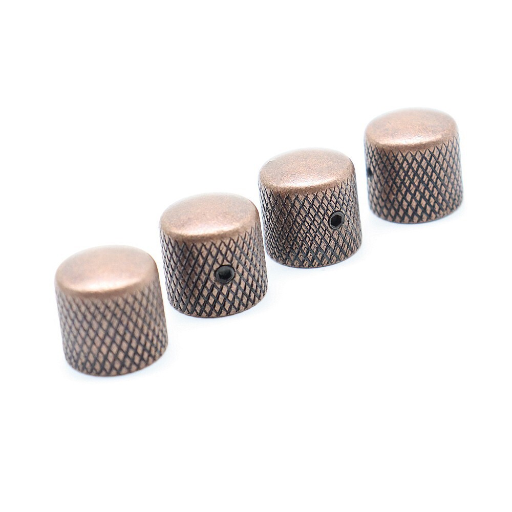 4Pcs Metal Guitar Dome Knobs Volume Tone Control Knobs& Allen Screw Red copper