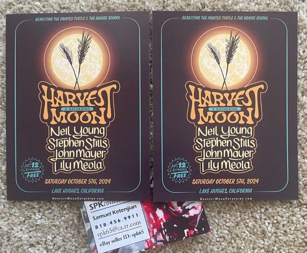 Neil Young Stephen Stills John Mayer Lake Hughes 2024 Concert Postcard Original