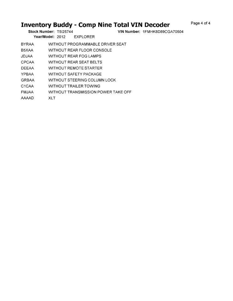 EXPLORER 2012 Transmission Shift 966614