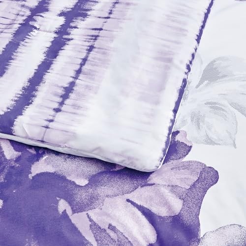 Soft Brushed Microfiber Comforter Set, 7 Pieces with Light King Dark Purple
