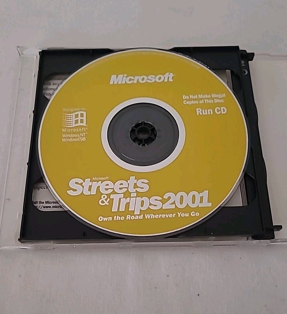 Vintage Microsoft Streets & Trips 2001 2002 CD PC Software Program