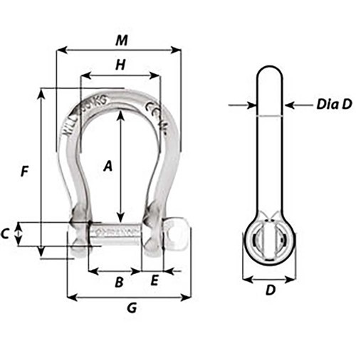 WICHARD 1/4 SELF LOCKING BOW SHACKLE 1243