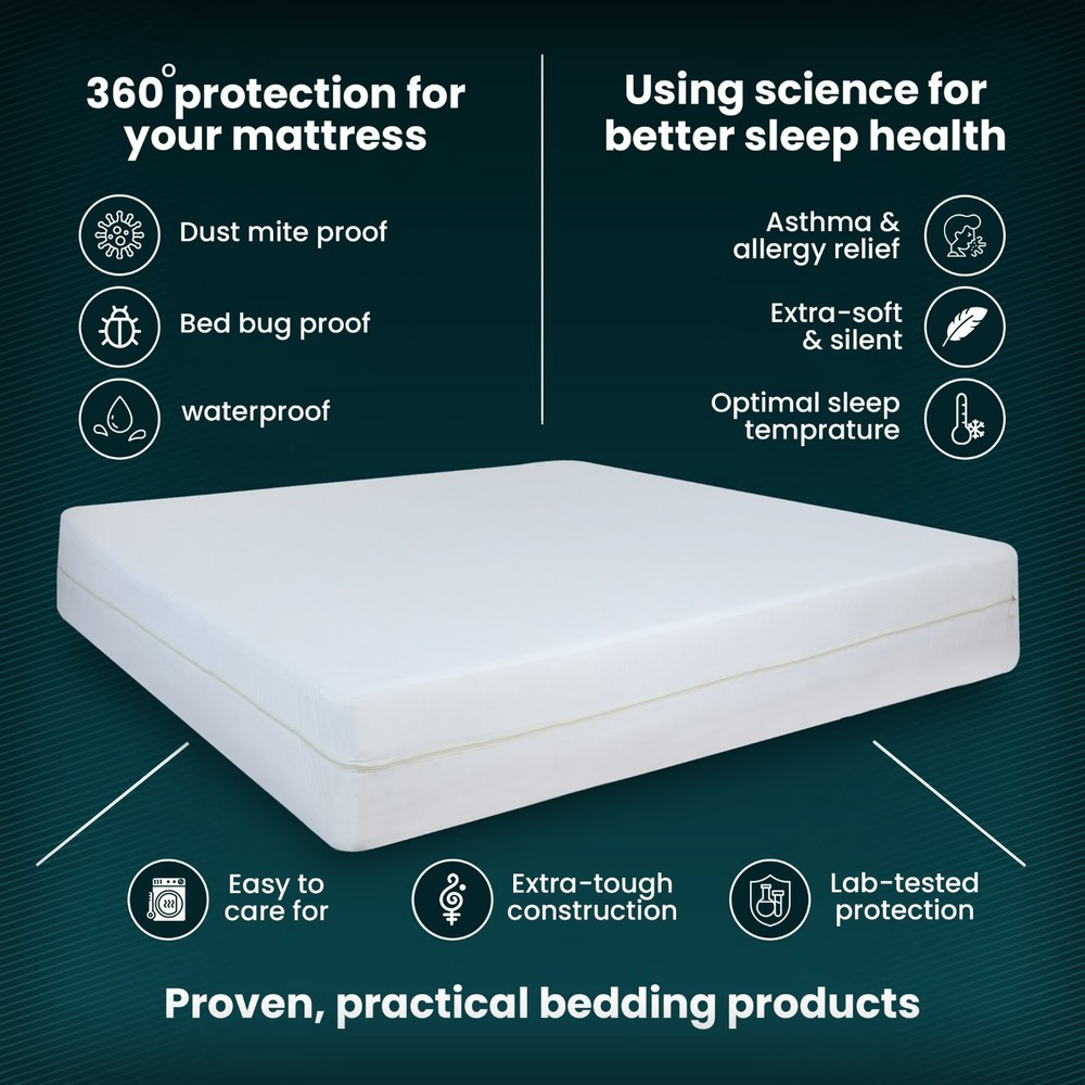 Mattress Encasement Waterproof Protector Zippered Deep Pocket Bed Bug Protector