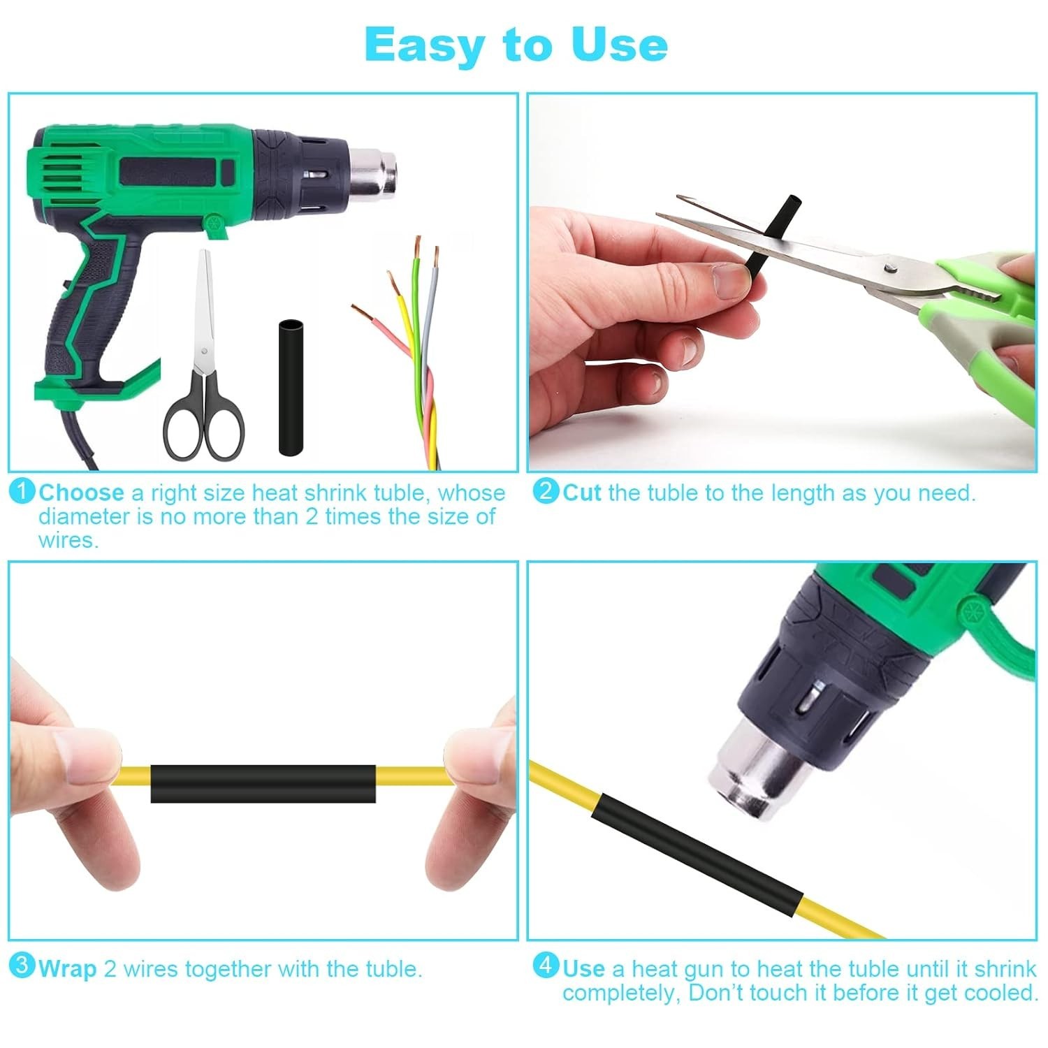 900 PCS Wire Heat Shrink Tubing Kit Marine Grade Wrap Premium Black NEW