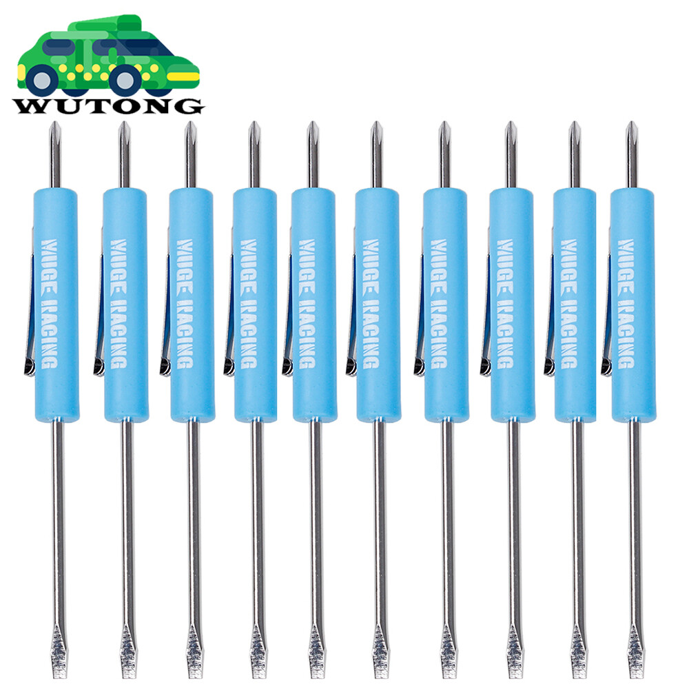 10x Blue Mini Pocket Screwdriver Phillips & Flat Head Tip with Magnet and Clip