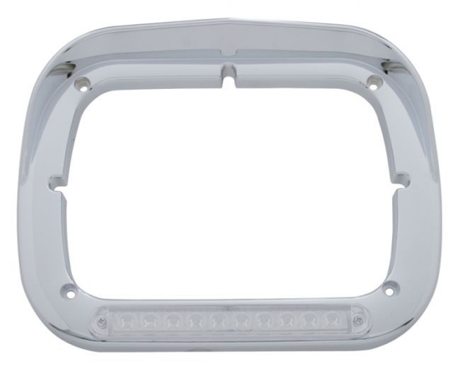 (PAIR SET) 10 Amber LED Rectangular Headlight Bezel W/ Visor Semi Truck
