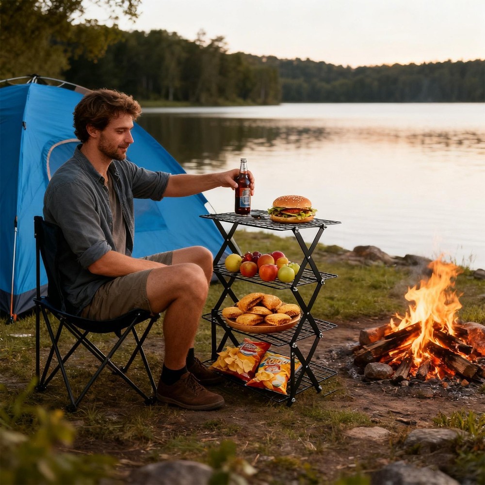 Baking Rack 4-Tier Stackable Foldable Storage Organizer Grill Rack Amicable