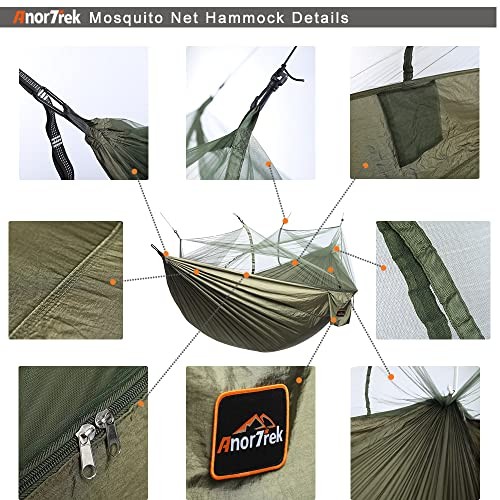 Camping Hammock with Mosquito Net, Double & Single Lightweight Portable
