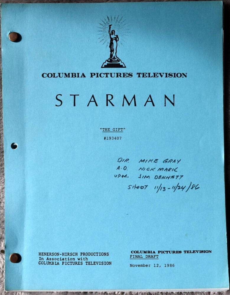 1986 Starman " The Gift " Original Screenplay Script Final Draft