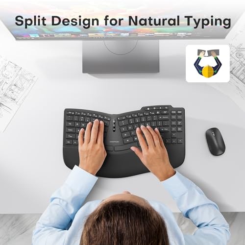 Ergonomic Wireless Split Keyboard Compatible with Windows only, Cushioned
