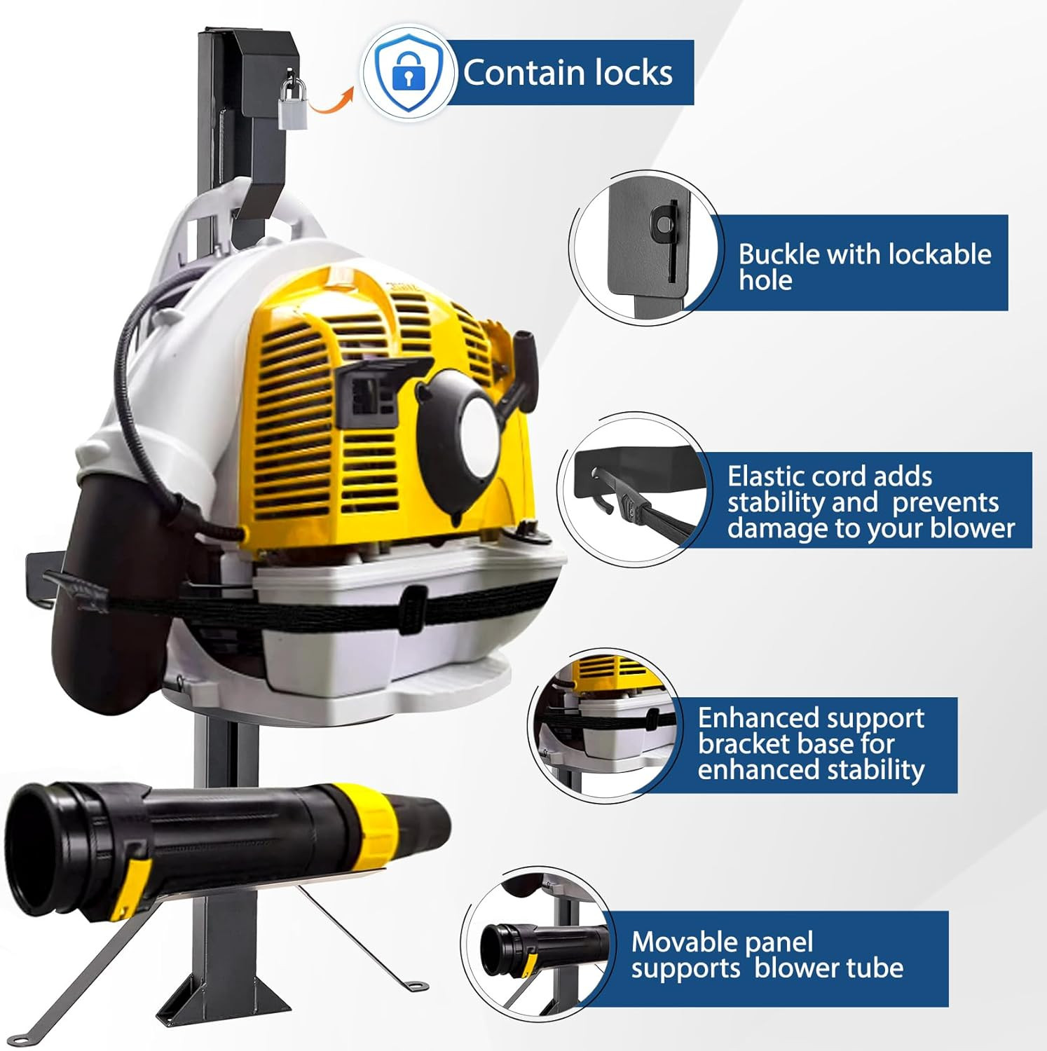 Heavy Duty Adjustable Backpack Blower Rack for Trailers, Steel Leaf Backpack Blo