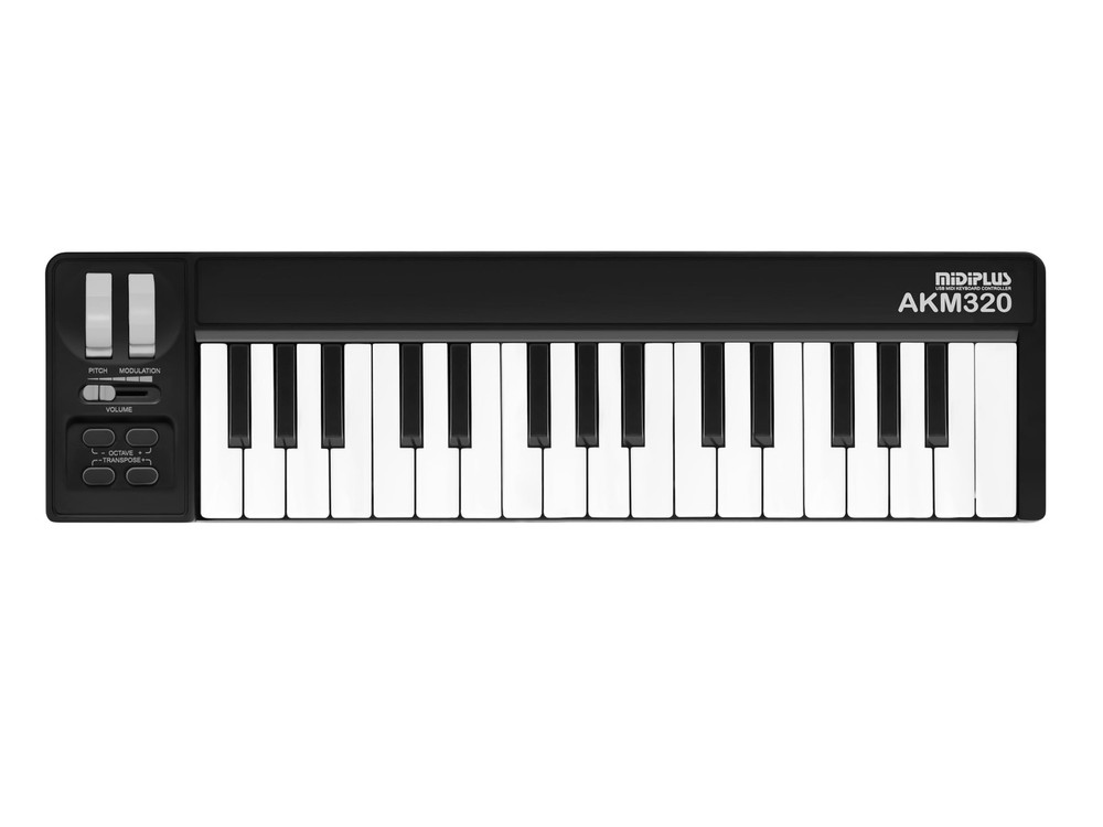 MIDIPLUS AKM320 USB MIDI Keyboard Controller, Black, 32-key