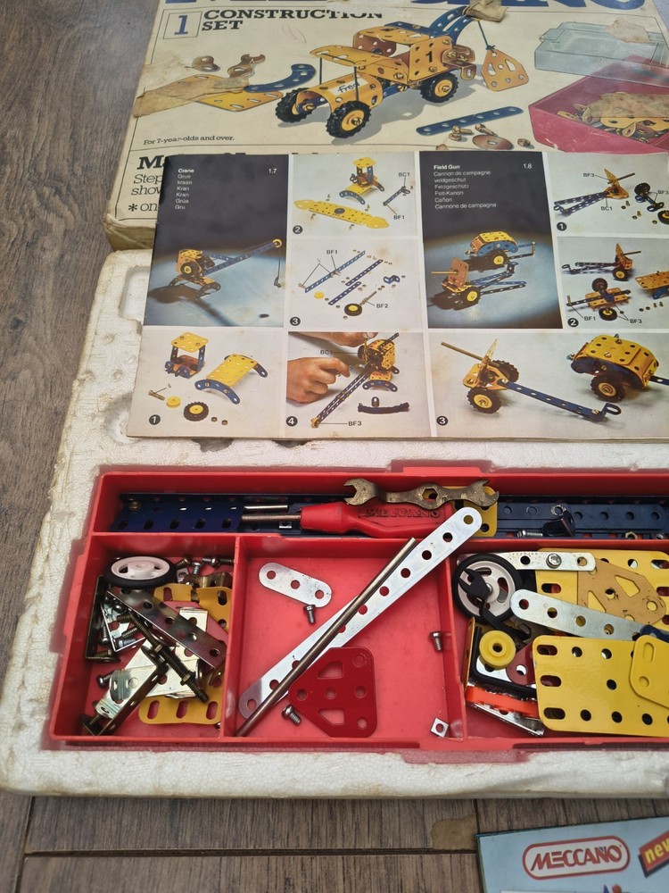 Vintage Meccano Construction Set 1 Boxed with Extras