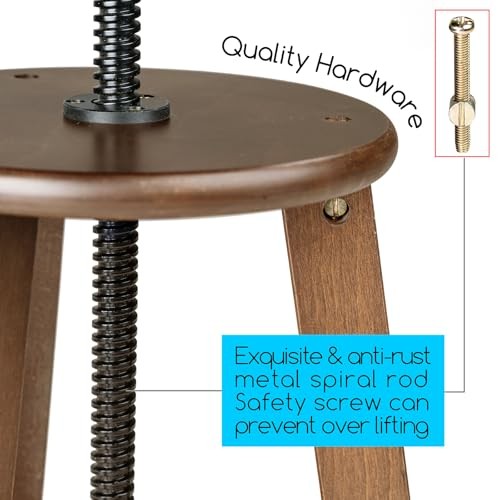 Drafting Stool with Solid Beech Wood, Height Adjustable Artist Studio Walnut