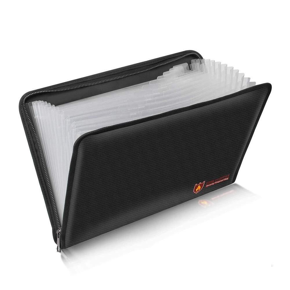 Fireproof Document Bag Fire & Water Resistant File Folder A4 Size 12 Pockets ...