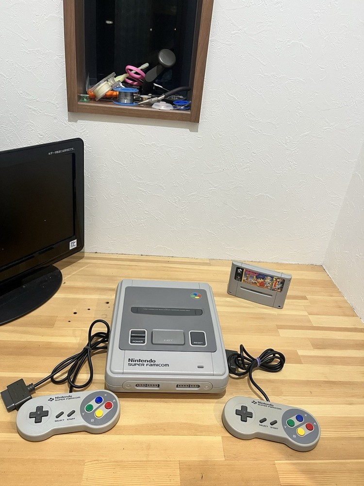 Super Famicom Console Set 2 Controllers Game No Adapter Tested Japan