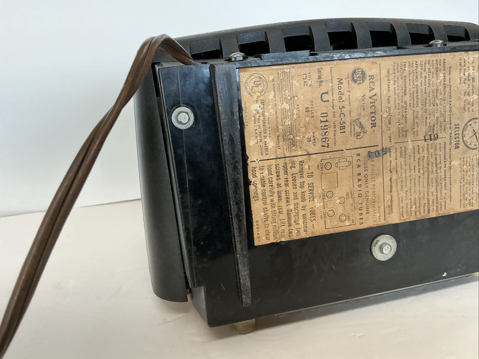 Vintage RCA Victor 5C581 "Debonair" Clock Radio (1954) Antique Works!