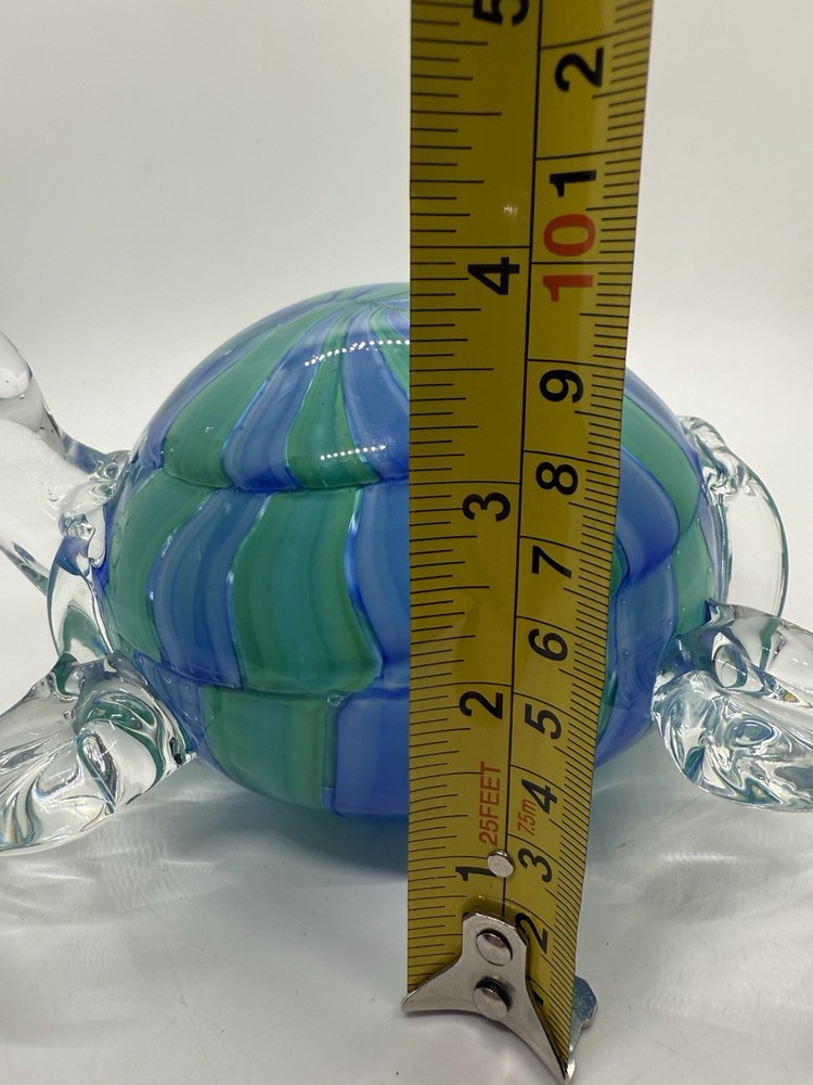 Big Blue glass turtle figurine 6 Inches