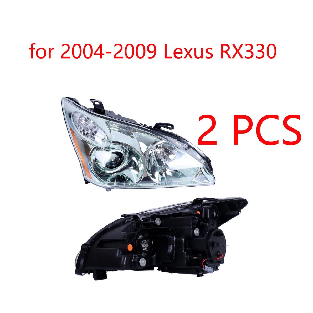 2 PCS for 2006 Lexus RX330 Halogen Headlight Assembly Compatible Left & Right