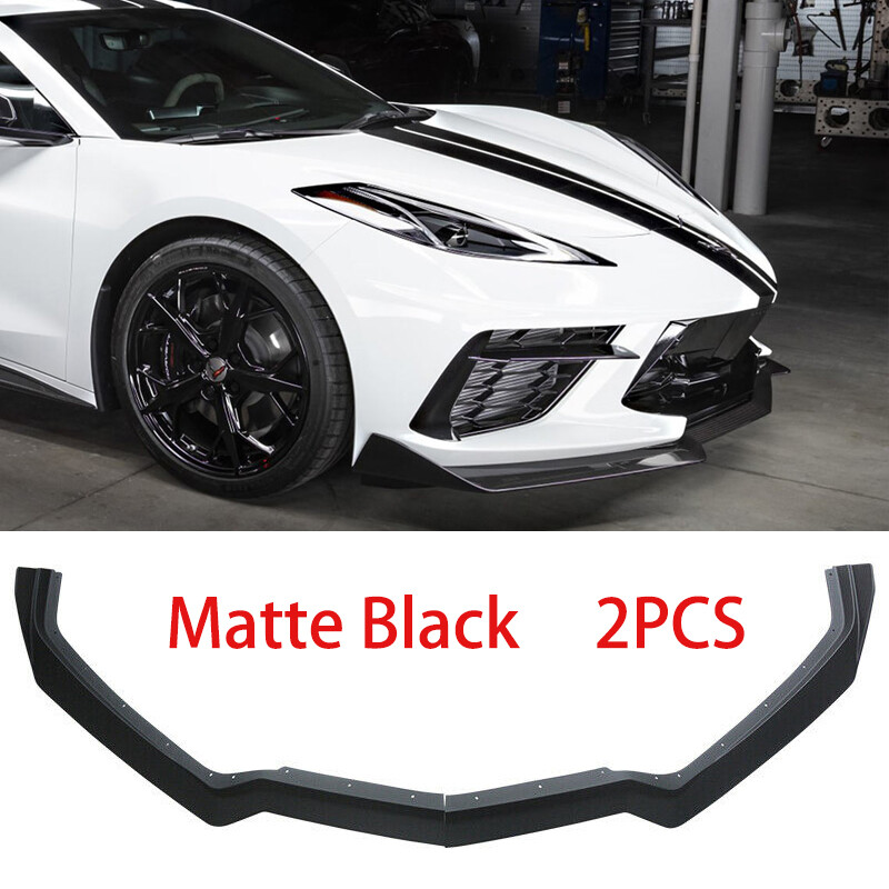 For 2020-2023 Corvette C8 GM 5VM Style Front Bumper Lip Splitter Matte Black 2PC