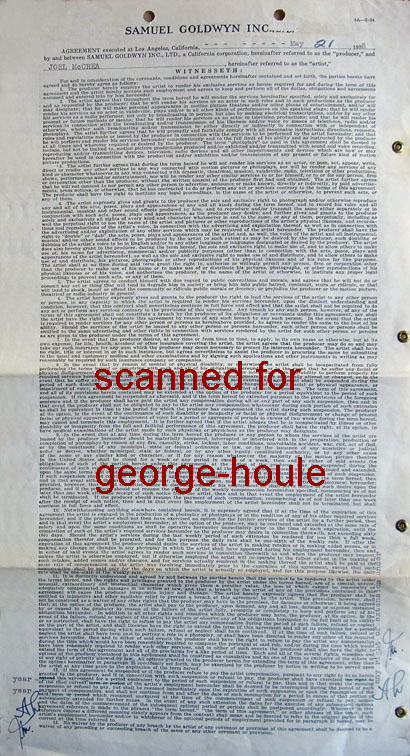 JOEL MC CREA - DOCUMENT - SIGNED & INITIALED 7X - 1935 - GOLDWYN CONTRACT