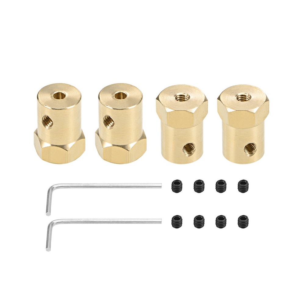 Hex Coupler 3mm Bore Motor Hex Brass Shaft Coupling Connector 4pcs