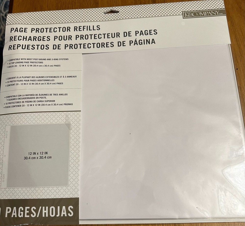 K&Company Post Bound Page Protector Refills 12"X12" 10/Pkg-W/White Inserts