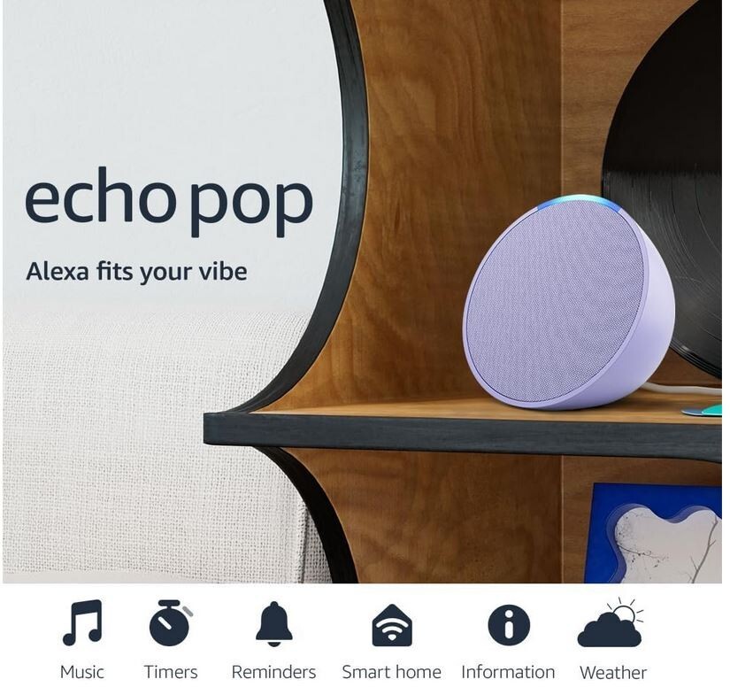 Amazon Echo Pop ( newest model) - Smart Speaker With Alexa- Lavender Bloom