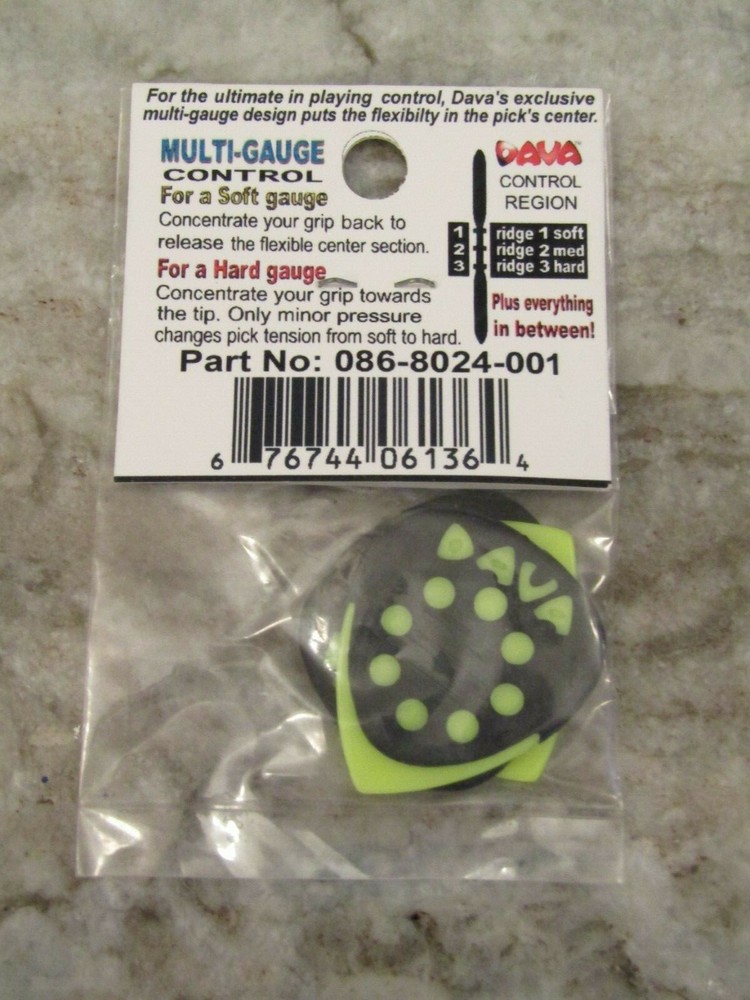 6 DAVA CONTROL GRIP TIPS GUITAR PICKS - GREEN
