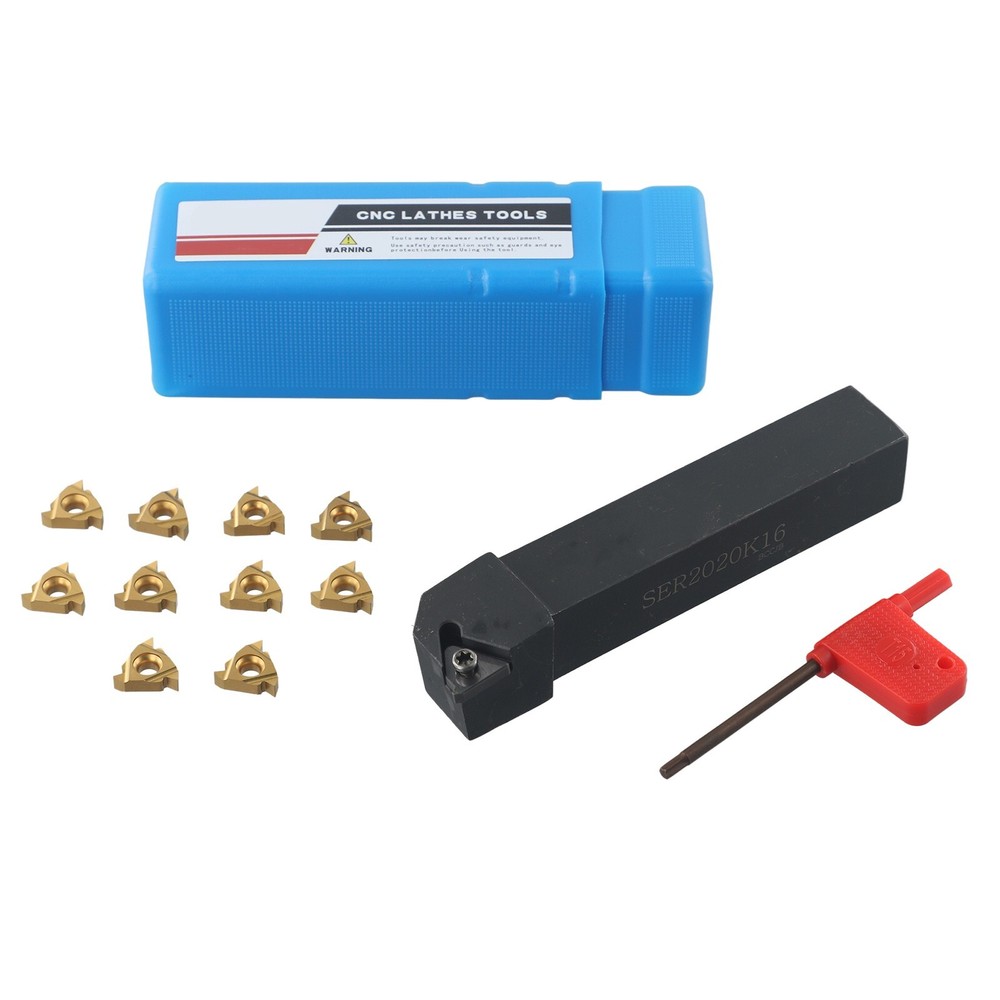External Thread Turning Tools Lathe Cutter CNC Holder +10pcs 16ER Carbide Insert