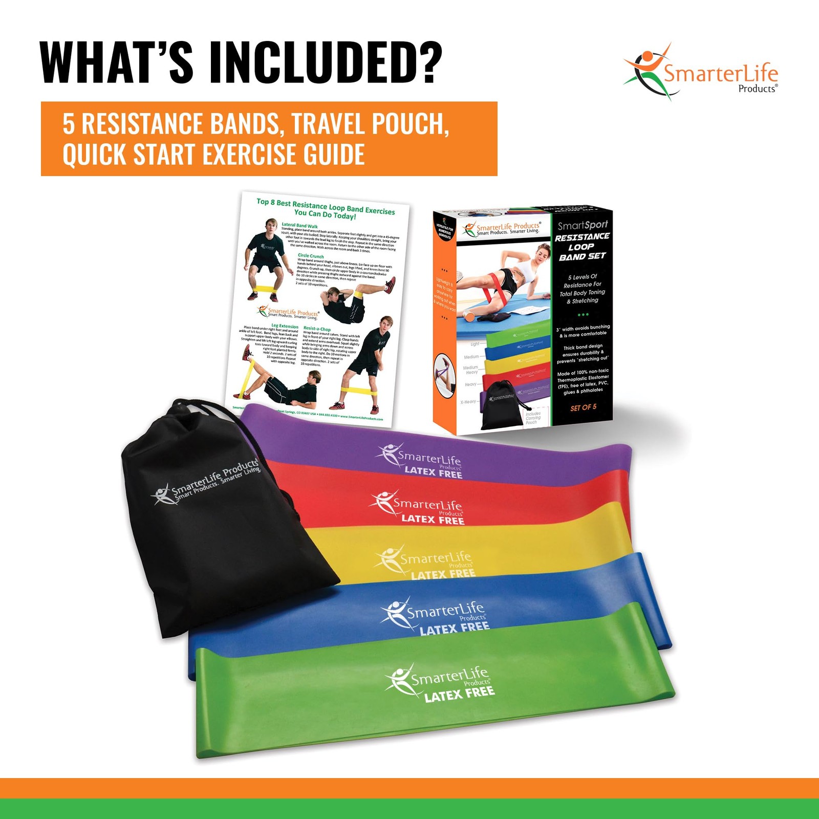 SmarterLife Resistance Bands for Working Out, Latex-Free Exercise Bands for W...