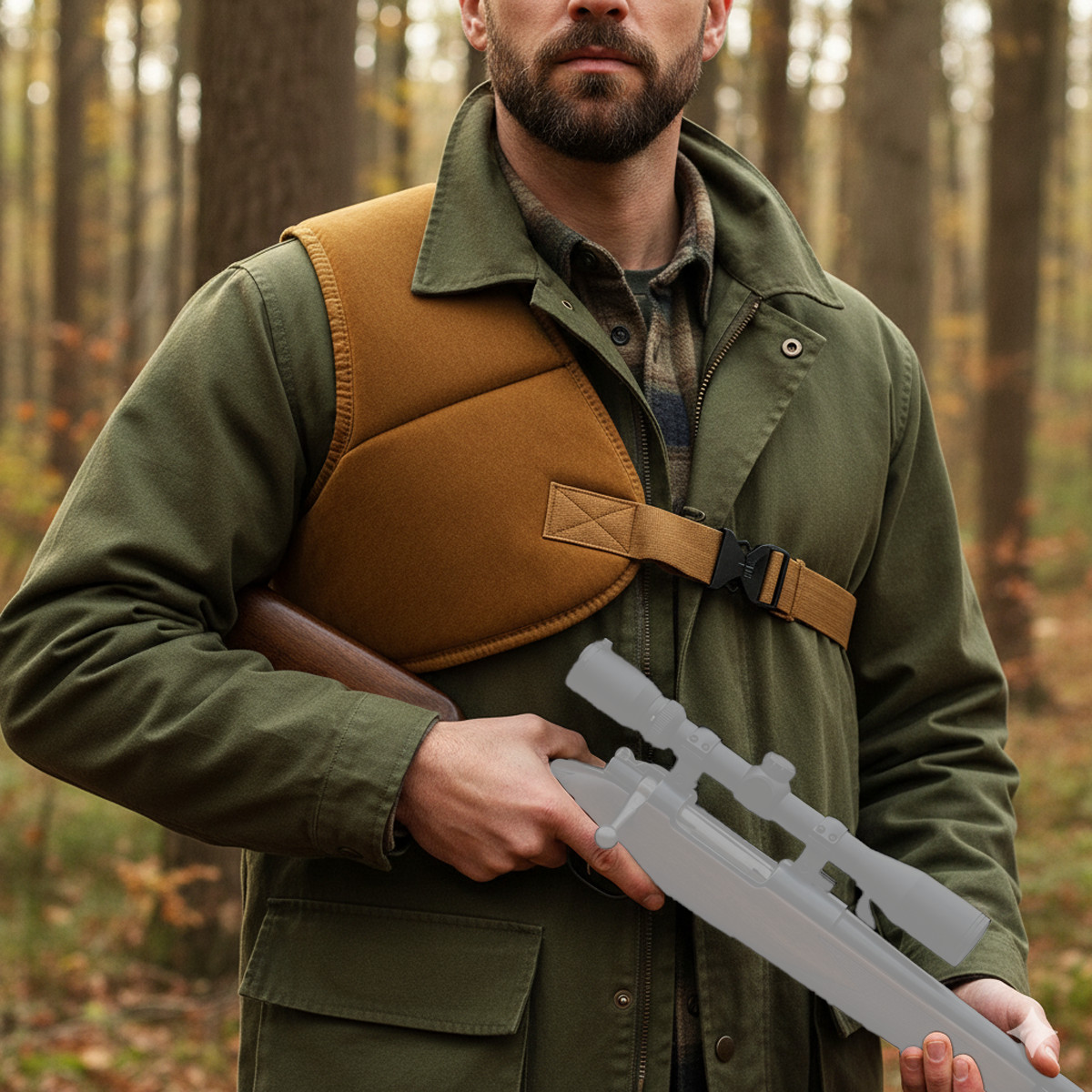 Left / Right Recoil Shoulder Protective Pad Vest Adjustable for Shooting Hunting