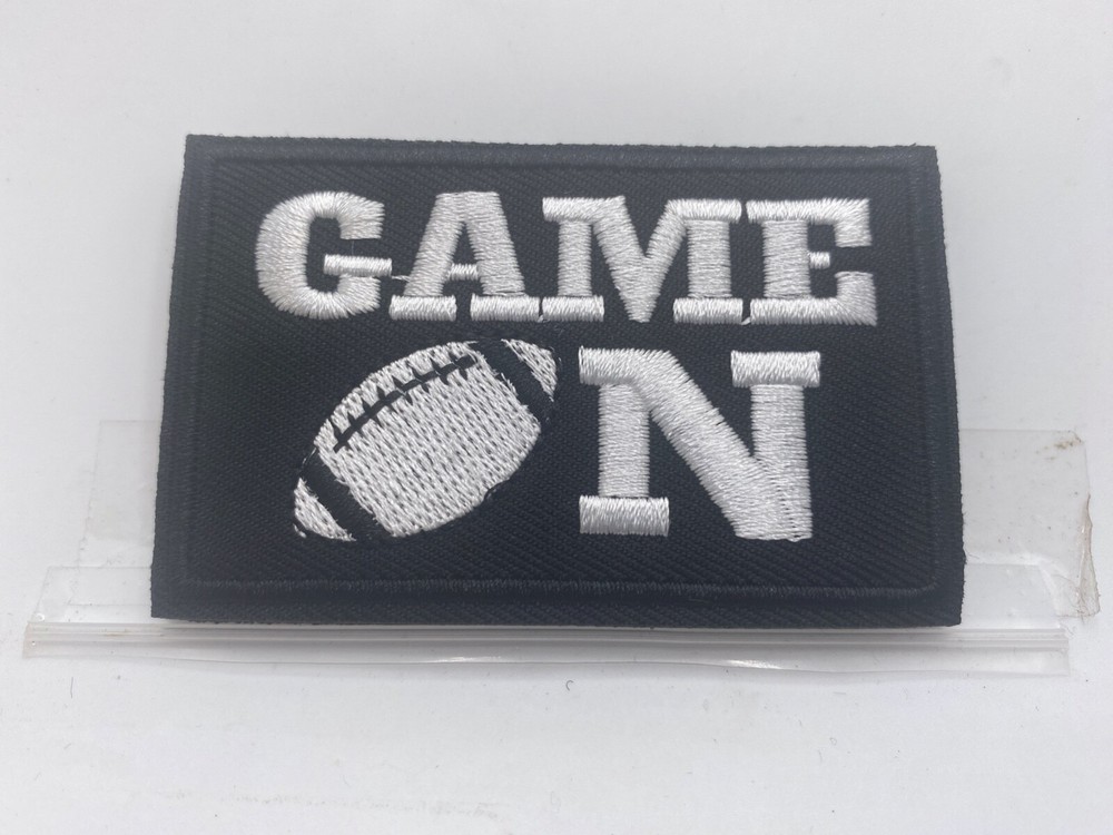 GAME ON   New EMBROIDERED NAME  PATCH WITH HOOK BACKING
