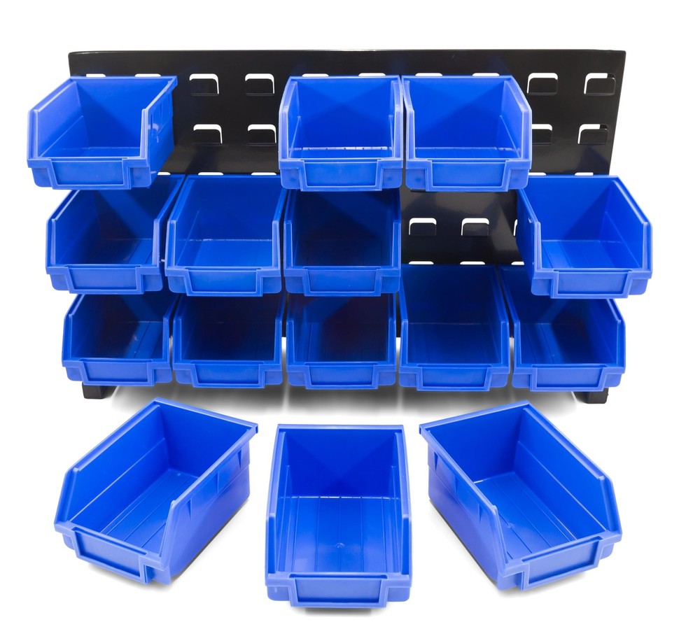 Heavy Duty Storage Bin Set & Steel Panel for Hanging Bin, Bench Mountable Ste...