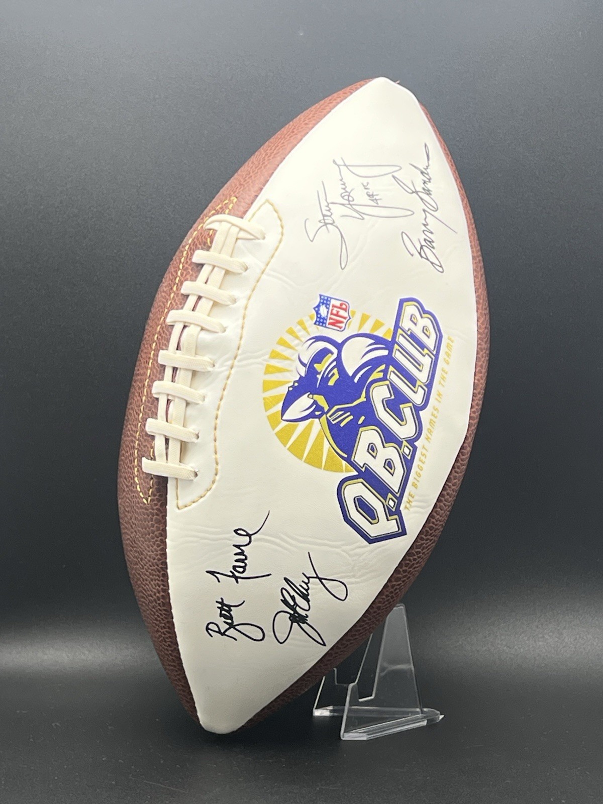 Wilson QB Club Football Facsimile Auto -Brett Favre, Elway, Young, Barry Sanders