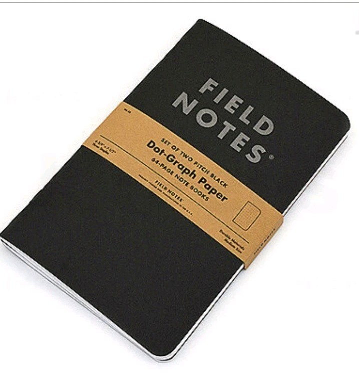 Field Notes Pitch Black Note Books - 4.75" x 7.5" - 64 Pages - Dot Grid - 2Pack