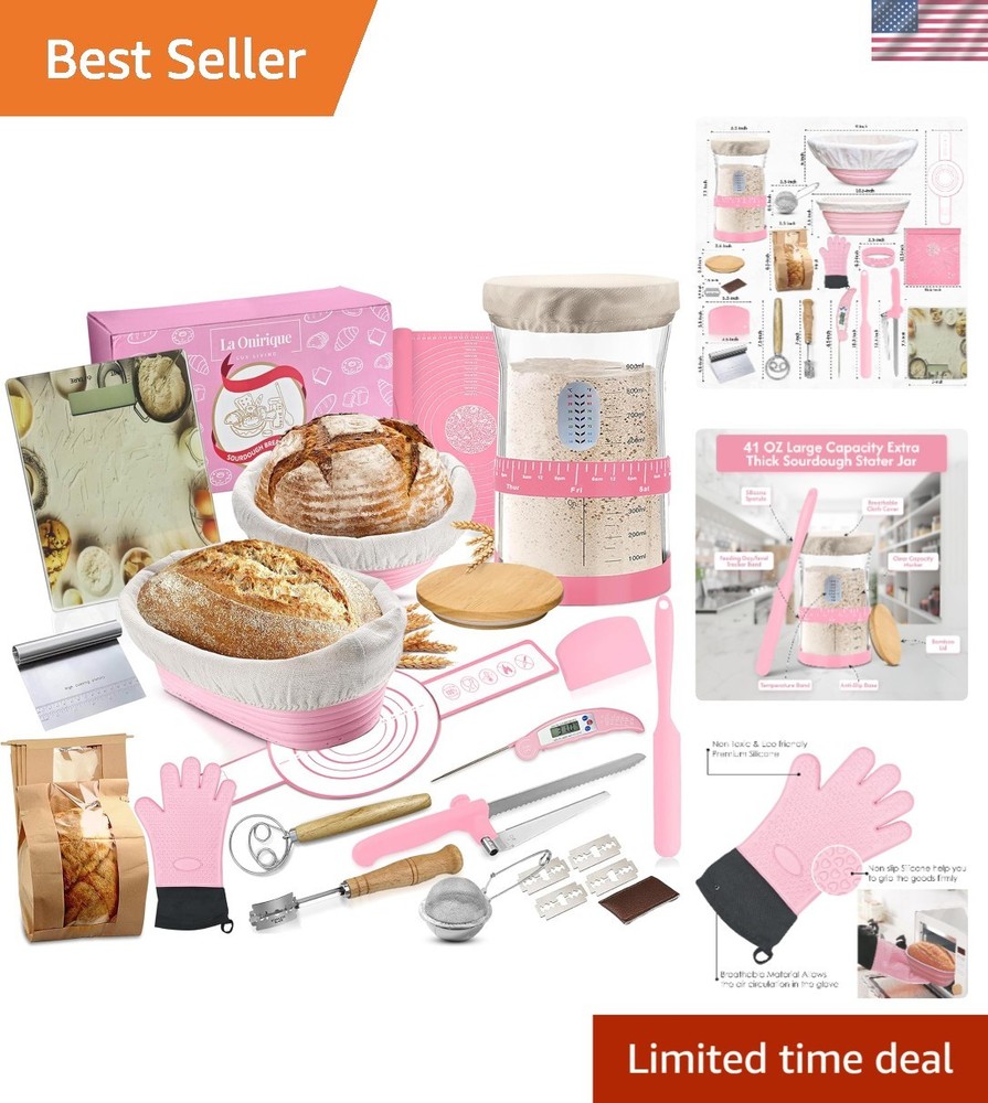 Complete 23 Piece Sourdough Bread Making Kit with Silicone Tools & Baking Guide