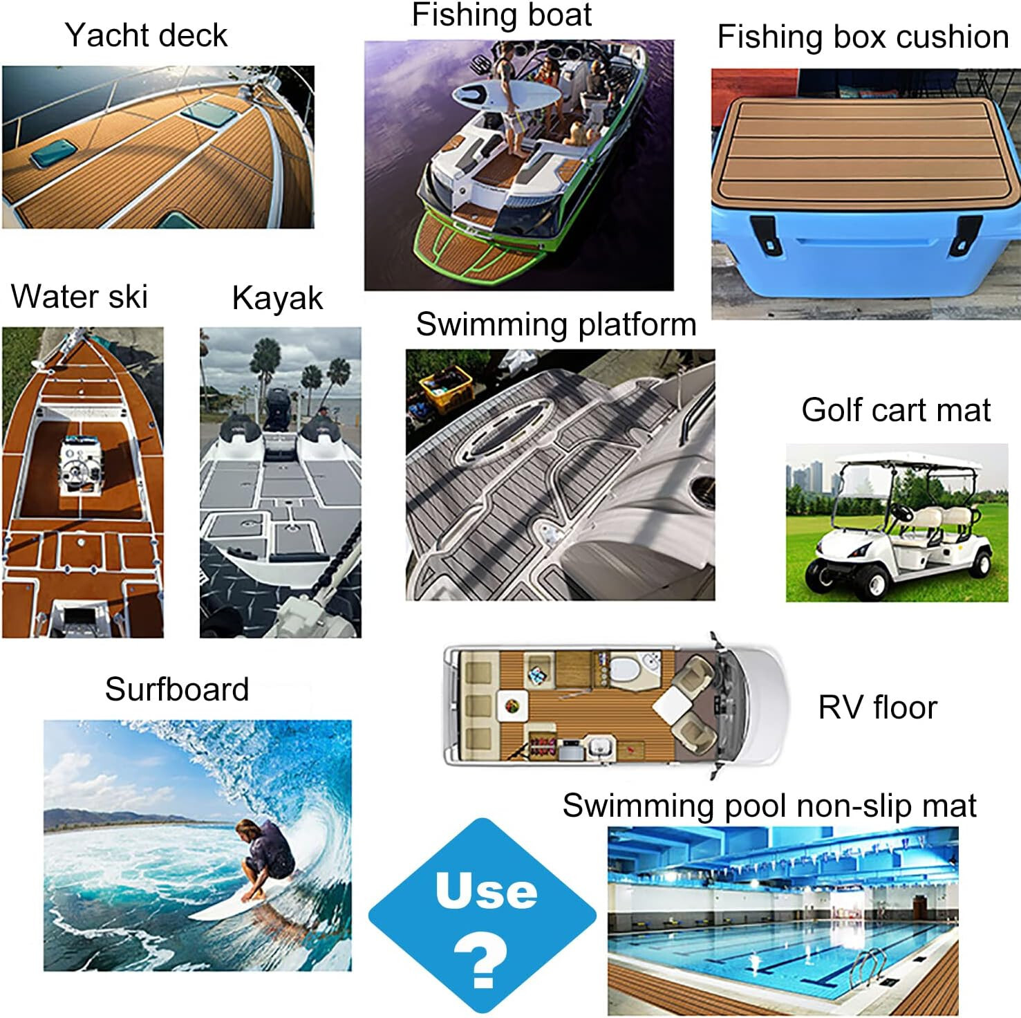 Black Diamond EVA Foam Boat Flooring Marine Decking Carpet , Kayak Surfboad Pad