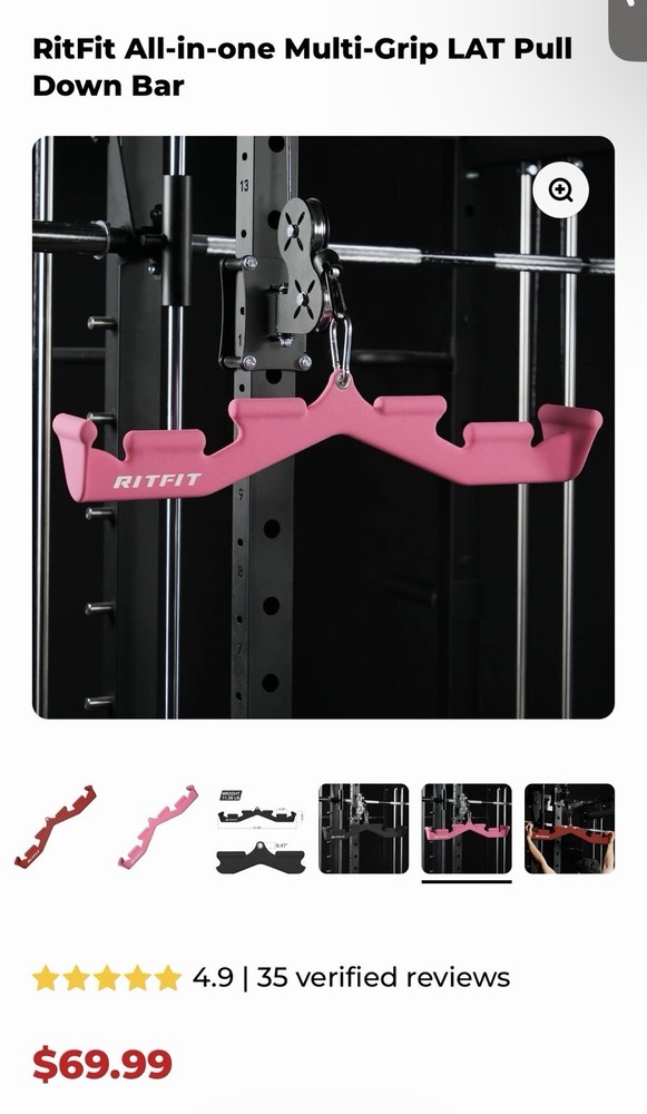 RitFit All-in-one Multi-Grip LAT Pull Down Bar