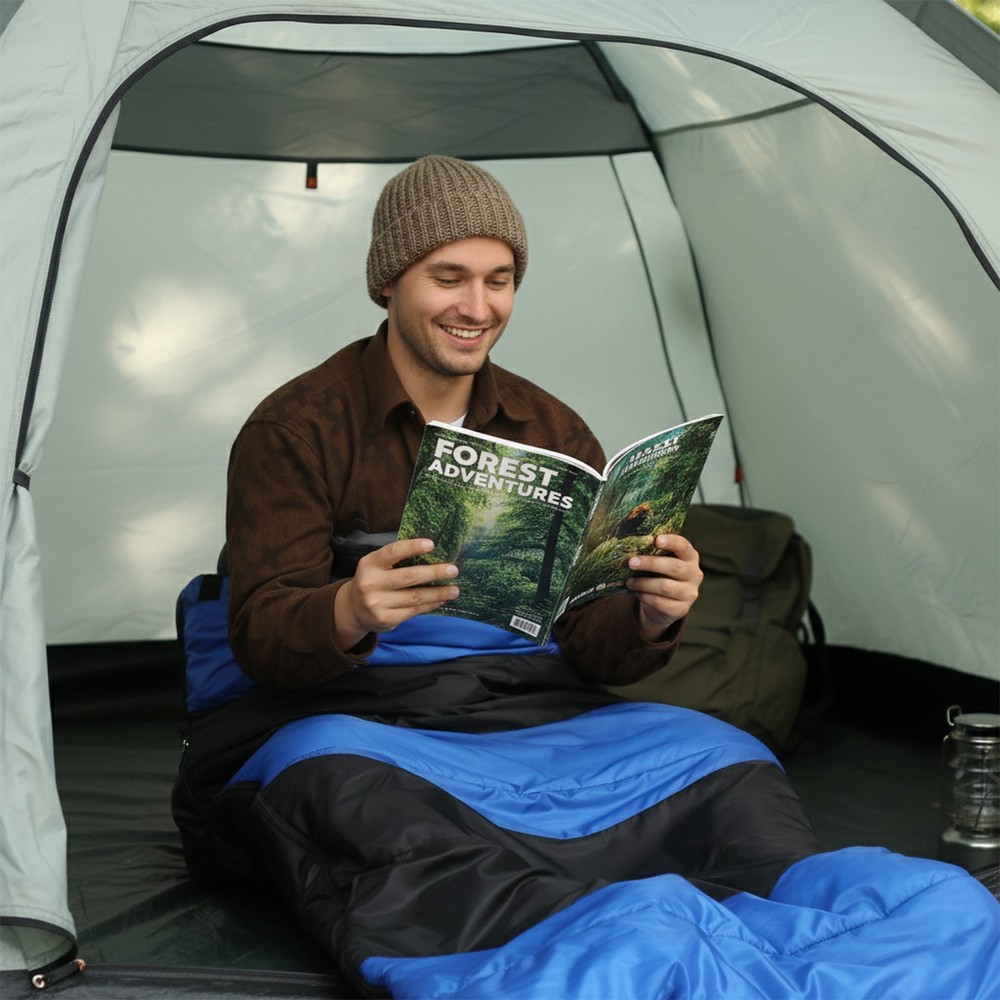 Blue Rectangular Heated Sleeping Bag,USB‑Powered HeatingPads,Waterproof,210×85cm