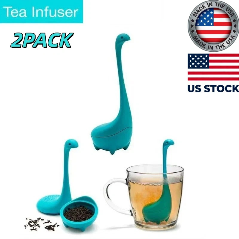 2 Pack Cute Tea Infuser Turquoise Long Handle Steeper Diffuser Silicone New US