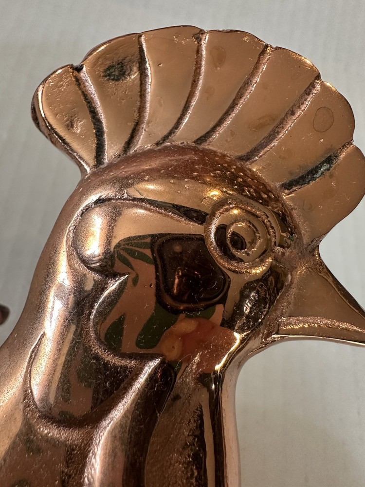 Solid Copper Rooster Head Hook Wall Mount Towel Apron Holder 6" Farmhouse Decor