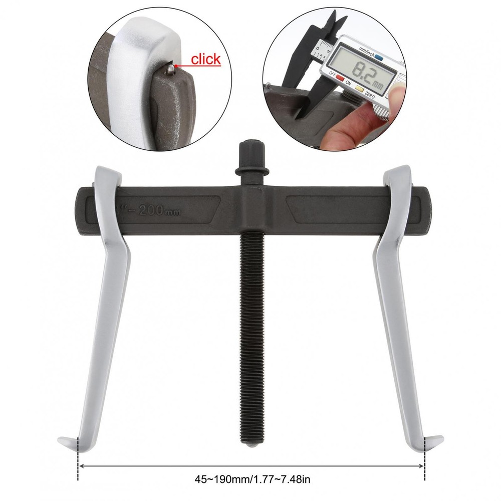 8 Inch 2-Jaw Gear Puller Reversible for External Internal Pulling, Single Hook