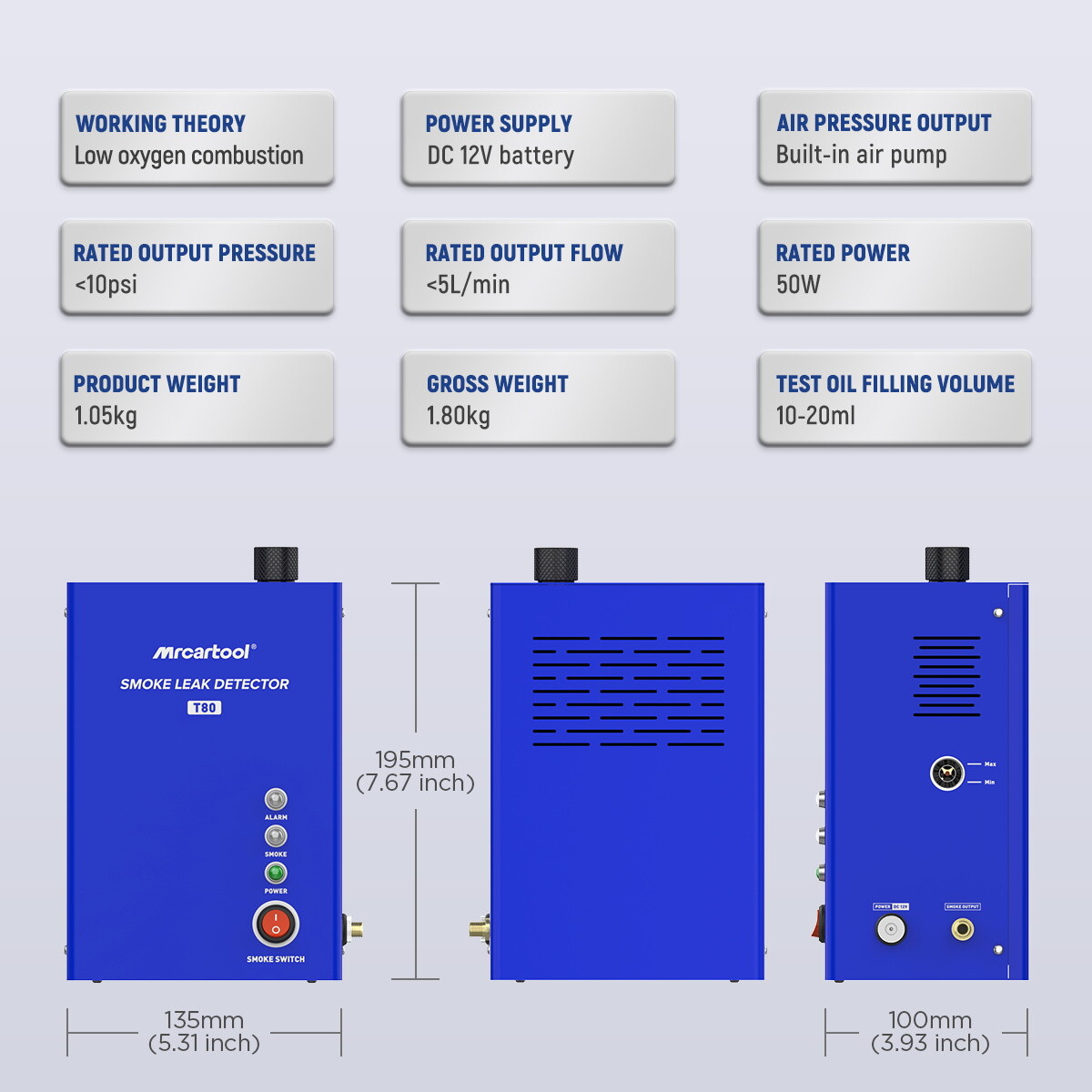 Automotive EVAP Smoke Tester Machine Leak Detector Car Vacuum Diagnostic Tester