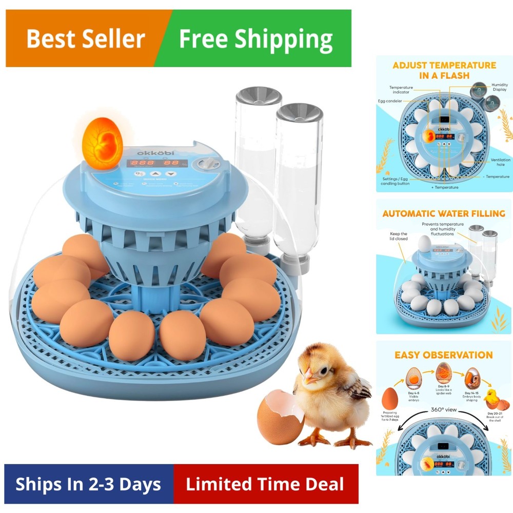 12 Egg Incubator with Automatic Egg Turning and Humidity Control – Egg Incuba...