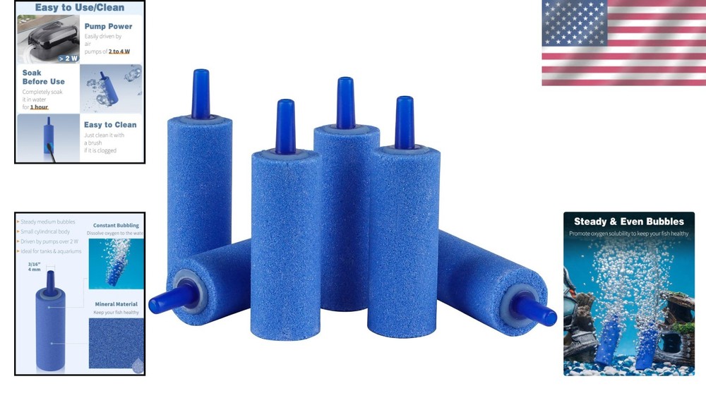 Space-Saving 2-Inch Airstone Diffusers - Ideal for Small Fish Tanks & Gardens