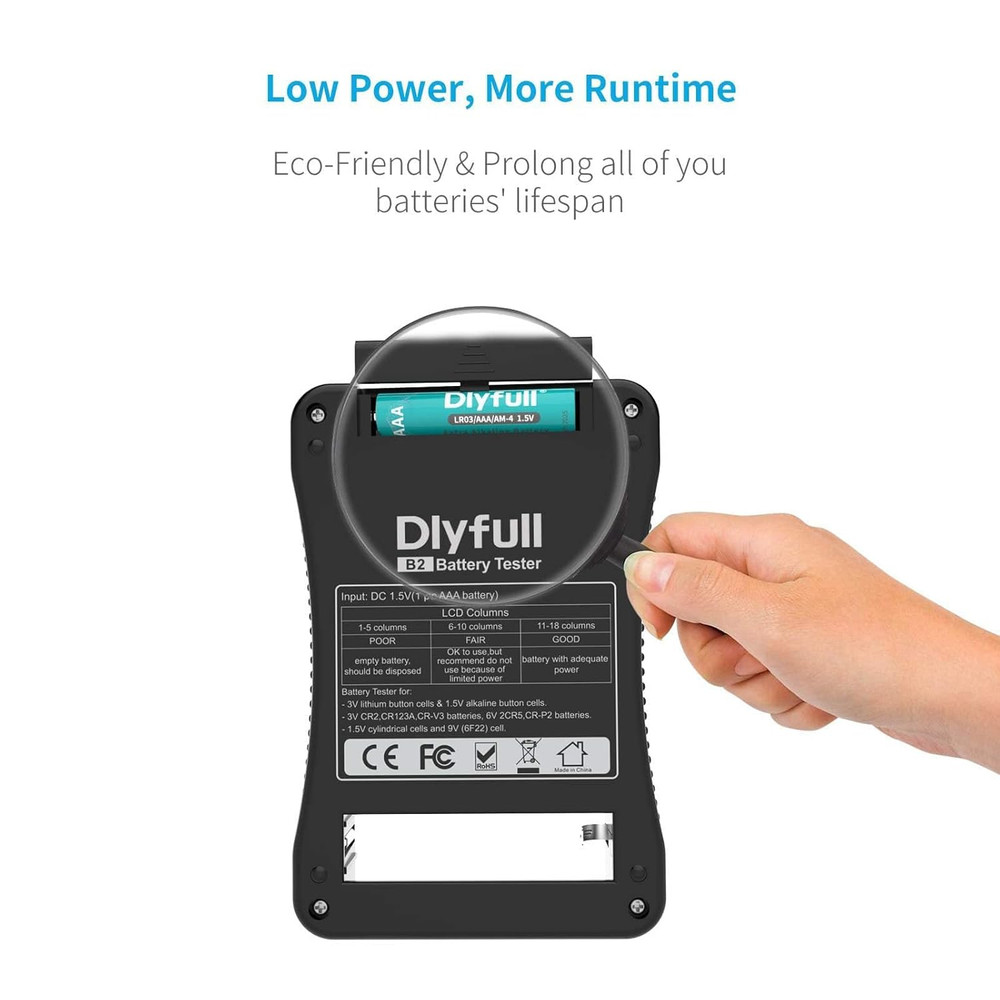 Digital LCD Battery Tester AA AAA C D 9V CR2032 Button Cell Checker