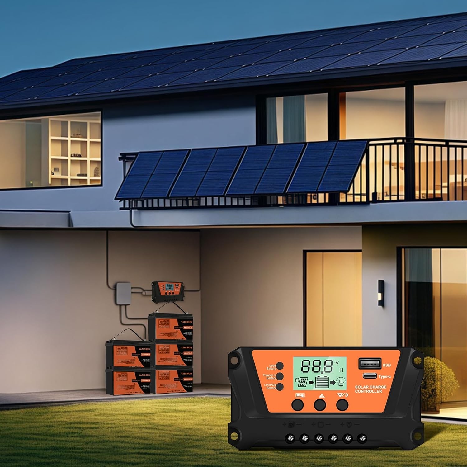 100A Solar Panel Regulator Charge Controller Auto Focus Tracking 12/24V US