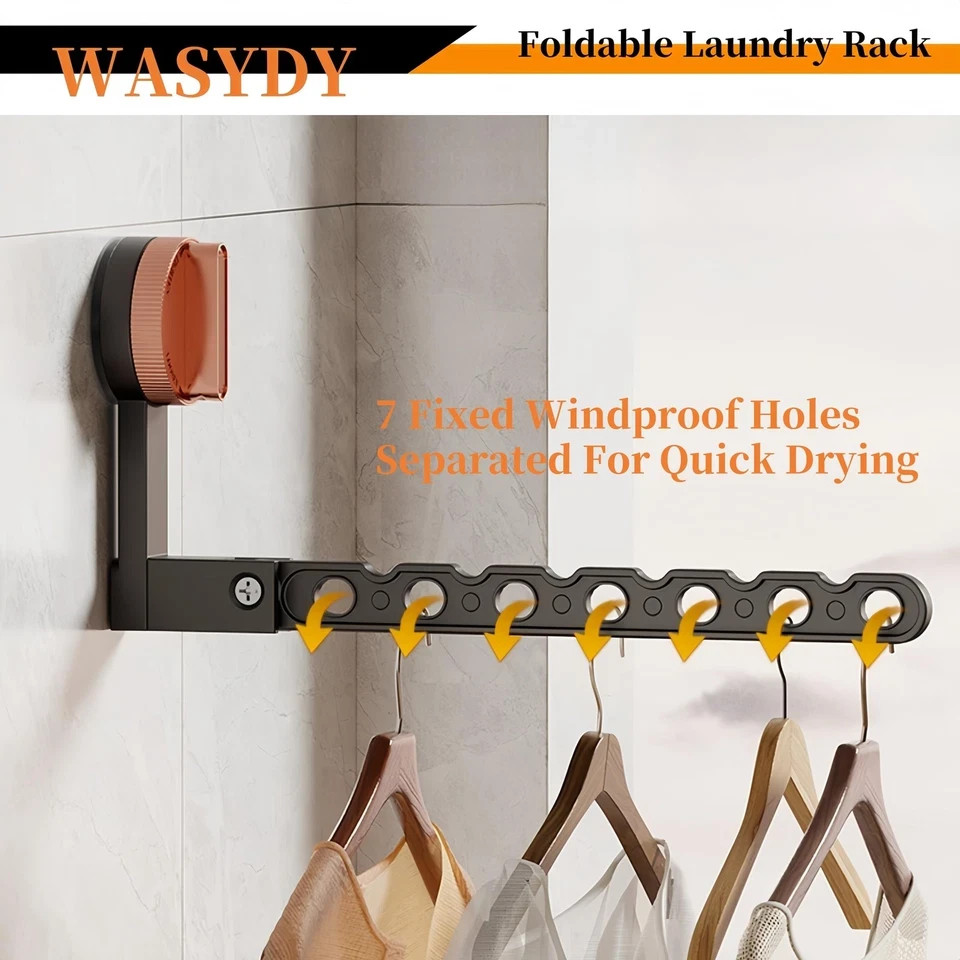 Wall Mounted Clothes Drying Rack Laundry Dryer Hanger With Suction Cup Foldable